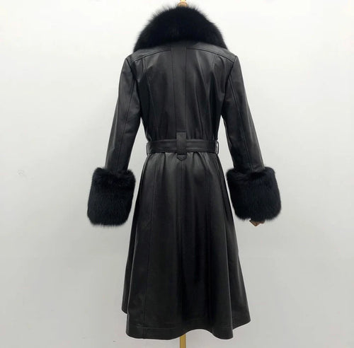 Womens Luxurious Leather Trench Coat