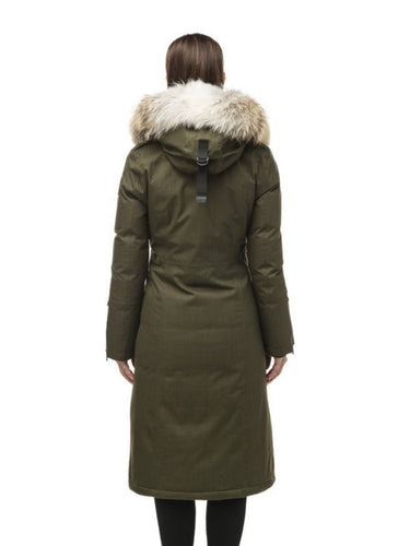 Womens Green Removable Hood Trench Coat