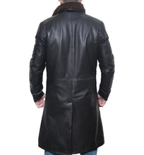 Load image into Gallery viewer, Mens Sherpa Black Trench Leather Coat
