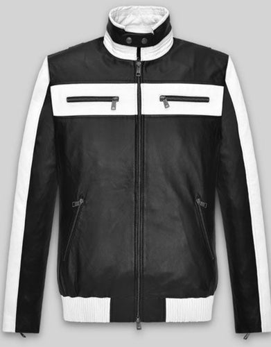 Sebastain Stan Black & White Leather Jacket