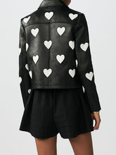 Load image into Gallery viewer, Valentine&#39;s Day Black Women Heart Leather Jacket
