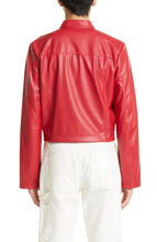 Load image into Gallery viewer, Mens Cross Red Leather Biker Jacket
