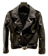 Load image into Gallery viewer, Mens Chrome Hearts Motorcycle Leather Jacket
