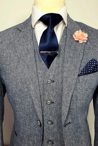 Three Piece Gangster Style Mens Grey Suit