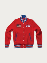 Load image into Gallery viewer, Unisex United States Red Bomber Jacket

