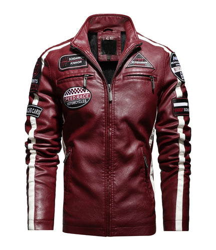 Men’s Embroidered Aviator BIker Leather Jacket