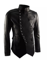 Load image into Gallery viewer, Men’s Comfort Black Military Biker Leather Jacket

