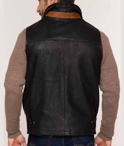 Men’s Black and brown Real Leather Vest
