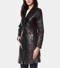 Load image into Gallery viewer, Womens Dark Black Trench Coat
