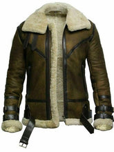 Load image into Gallery viewer, Men&#39;s Waxed Green Bomber Real Leather Jacket
