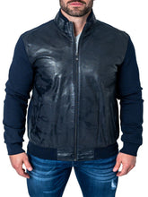 Load image into Gallery viewer, Mens Glamorous Blue Leather Jacket
