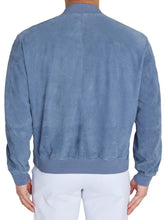 Load image into Gallery viewer, Mens Blue Suede Leather Bomber Jacket
