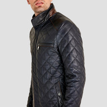 Load image into Gallery viewer, Mens Casual Navy Blue Leather Biker Jacket
