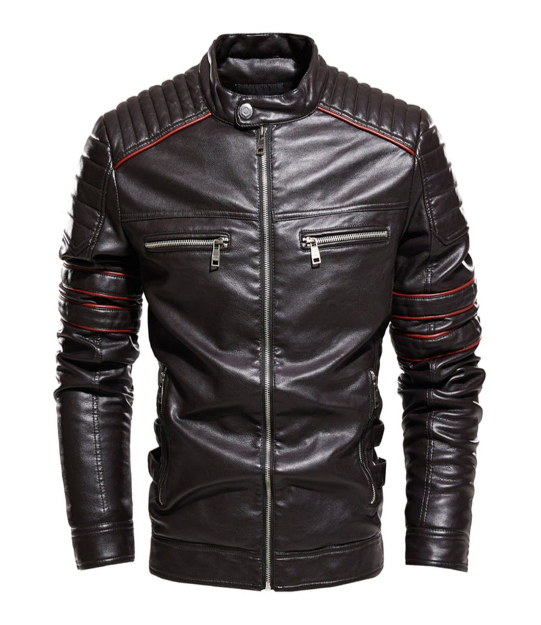 Men's Stylish Zipper Leather Motercycle Jacket