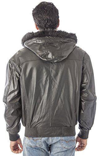 Men's Stylish Reed Hooded Leather Bomber Jacket