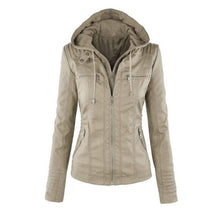 Load image into Gallery viewer, Women&#39;s Slim Fit Moto Hooded Jacket
