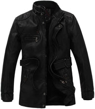 Load image into Gallery viewer, Men&#39;s Winter Windproof Long Leather Jacket
