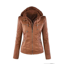 Load image into Gallery viewer, Women&#39;s Slim Fit Moto Hooded Jacket
