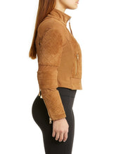 Load image into Gallery viewer, Womens Mesh Suede Leather Biker Jacket
