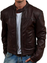 Load image into Gallery viewer, Men&#39;s Slim fit Genuine Leather Biker Jacket
