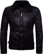 Load image into Gallery viewer, Men&#39;s Stand Collar Warm Motercycle Leather Jacket
