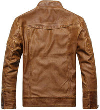 Load image into Gallery viewer, Men&#39;s Vintage Stand Collar Motorcycle Leather Jacket
