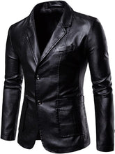Load image into Gallery viewer, Mens Slim Fit Single Brested Leather Blazer
