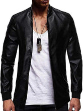 Load image into Gallery viewer, Men&#39;s Slim Fit Zip Up Stand Collar Biker Jacket
