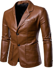 Load image into Gallery viewer, Mens Slim Fit Single Brested Leather Blazer
