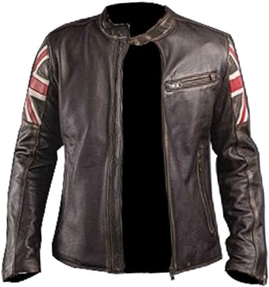Men's Antique UK Flag Leather Jacket