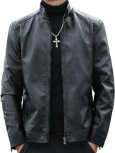 Load image into Gallery viewer, Mens Casual Stand Collar Leather Jacket
