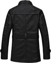 Load image into Gallery viewer, Men&#39;s Vintage Cargo Leather Trench Coat
