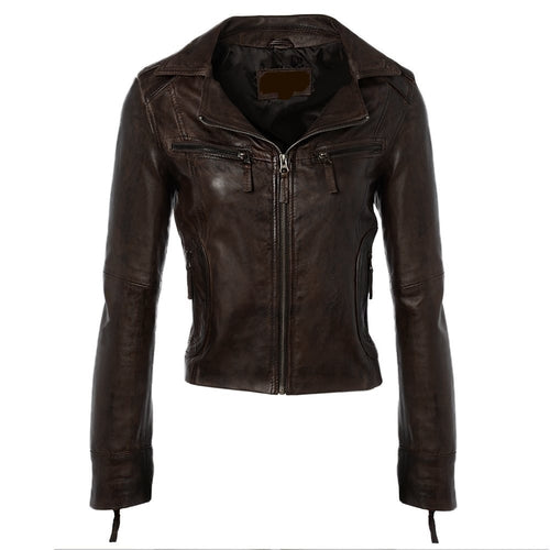 Women’s Slim Fit Biker Leather Jacket