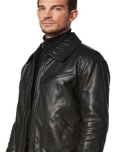 Load image into Gallery viewer, Mens Black Designer Motorcycle Leather Jacket
