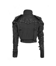 Load image into Gallery viewer, Womens Designer Black Studded Military Cropped Jacket
