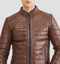 Load image into Gallery viewer, Mens Brown Inflatable Leather Jacket
