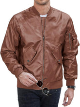 Load image into Gallery viewer, Men s Casual Slim Fit Leather Bomber Varsity Jackets
