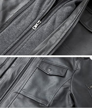 Load image into Gallery viewer, Men&#39;s Vintage Removable Hood Winter Leather Jacket

