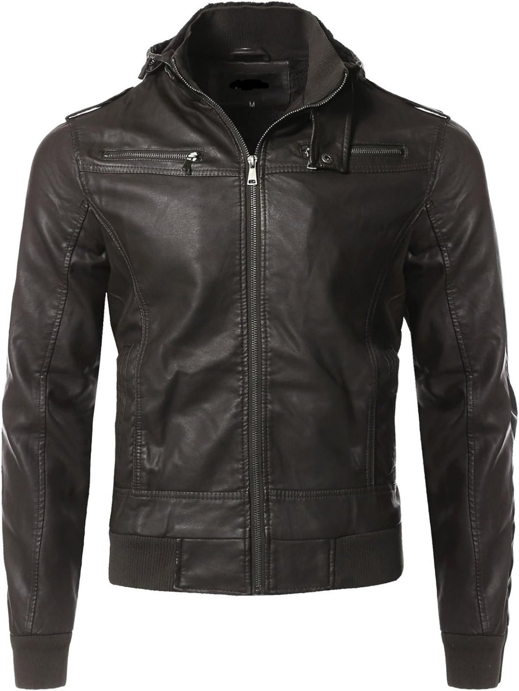 Men's Casual Long Sleeve Moto Racer Leather Jacket