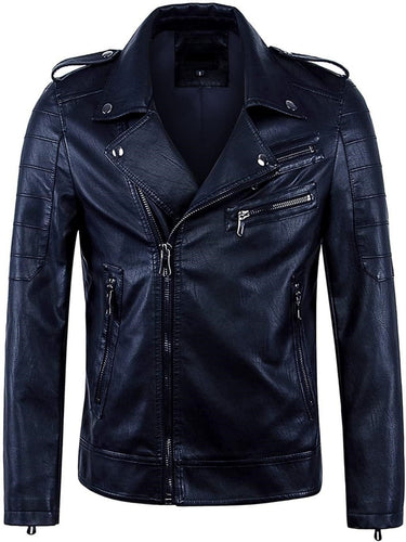 Men's Vintage Asymmetric Zip Lightweight Leather Jacket
