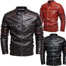 Load image into Gallery viewer, Men&#39;s Stylish Zipper Leather Motercycle Jacket
