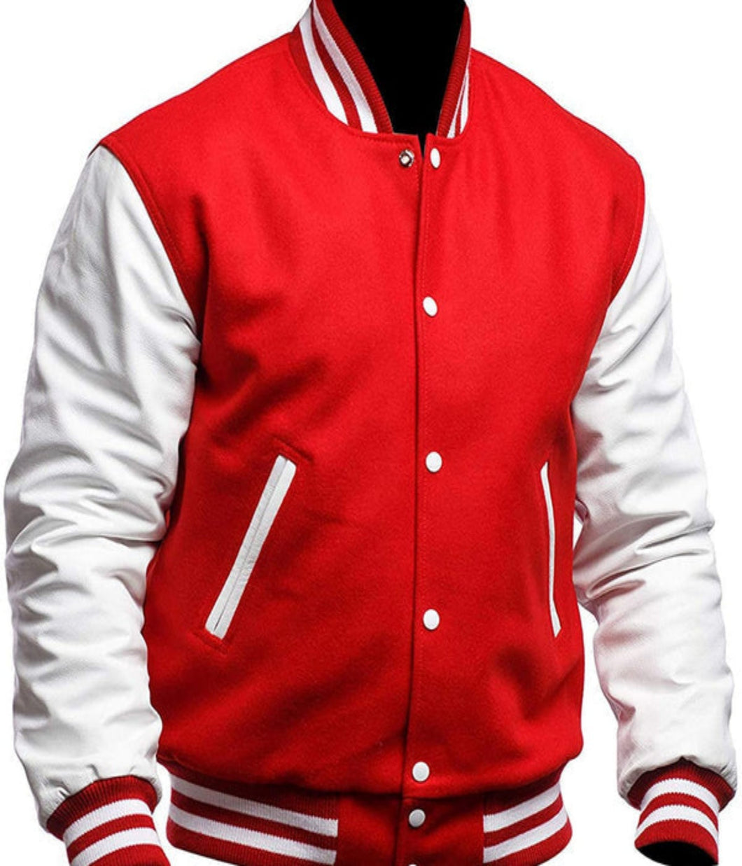 Men's Casual High Quality Red Varsity Jacket