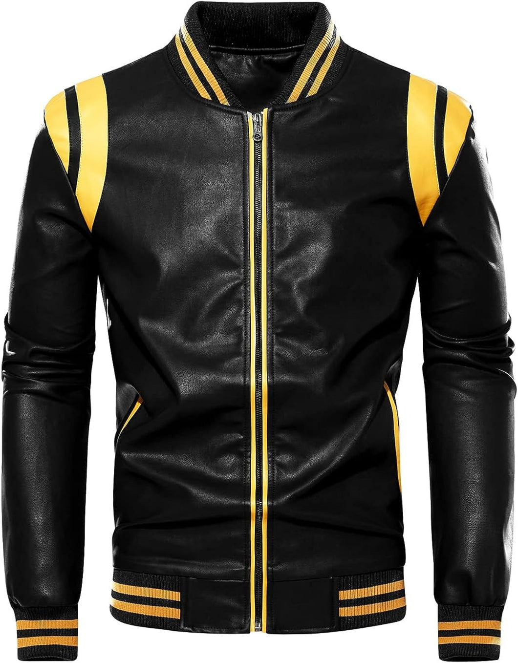 Mens Casual  Color-Block Patches Bomber jacket