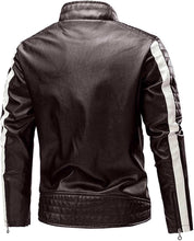 Load image into Gallery viewer, Men&#39;s Quilted Shoulder Striped Motorcycle Café Racer Jacket

