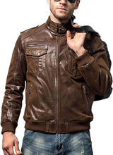 Load image into Gallery viewer, Men&#39;s Vintage Brown Bomber Lather Jacket
