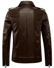 Load image into Gallery viewer, Men&#39;s Vintage Asymmetric Zip Lightweight Leather Jacket
