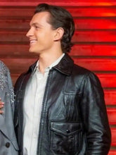 Load image into Gallery viewer, Spider-Man No Way Home Tom Holland Black Leather Jacket

