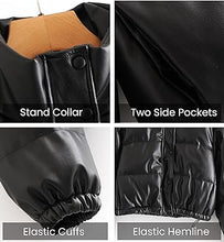 Load image into Gallery viewer, Women s Tanming Faux Leather Puffer Jacket
