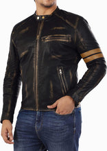 Load image into Gallery viewer, Men’s Distressed Café Racer Black Leather

