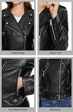 Load image into Gallery viewer, Women s Moto Biker Leather Jacket
